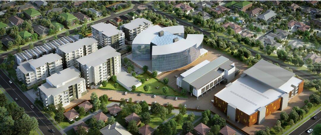 A concept drawing of a proposed multi-storey development on the block between Morgan, Murray and Forsyth streets. Picture: Damasa