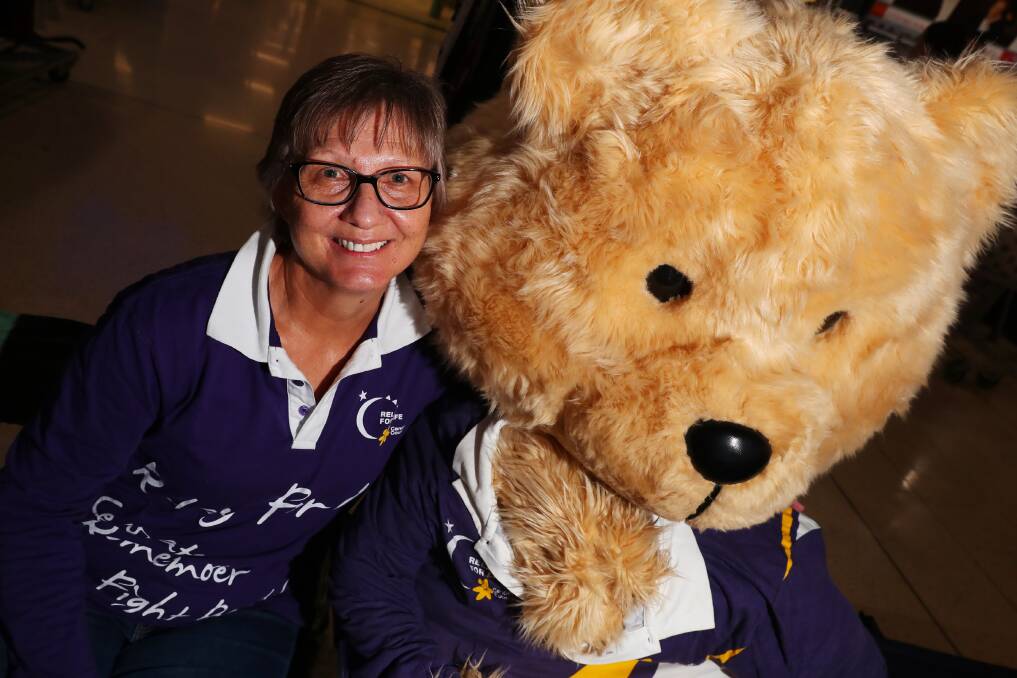 Wagga breast cancer survivor and Relay for Life committee member Connie Gordon at the group's campsite inside Wagga Marketplace on Saturday. Picture: Emma Hillier