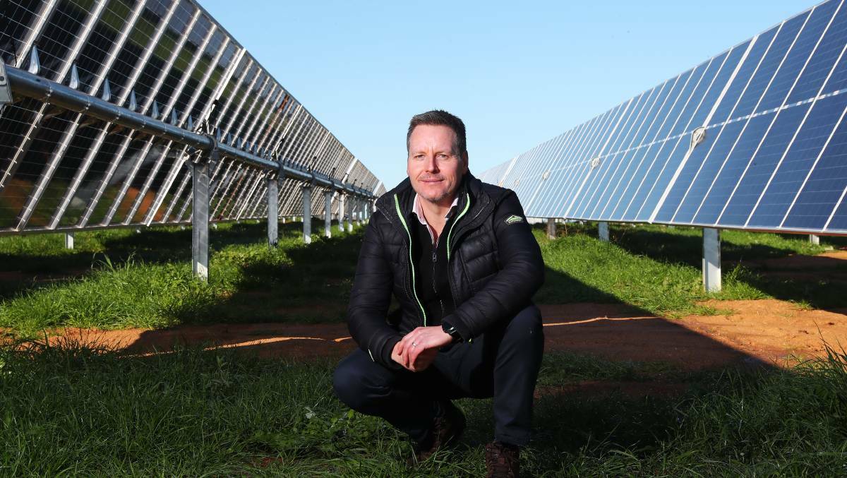 Spark Infrastructure head of renewables Anthony Marriner at the Bomen Solar Farm, in July 2020. Picture: Emma Hillier.