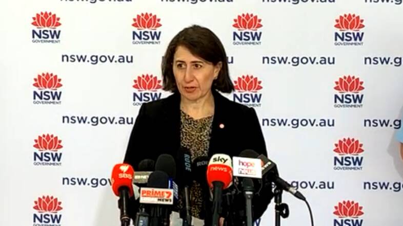 NSW Premier Gladys Berejiklian gives a COVID19 update on Wednesday morning in which she revealed a 'huge increase' with 633 new cases. Picture: Facebook/Gladys Berejiklian.