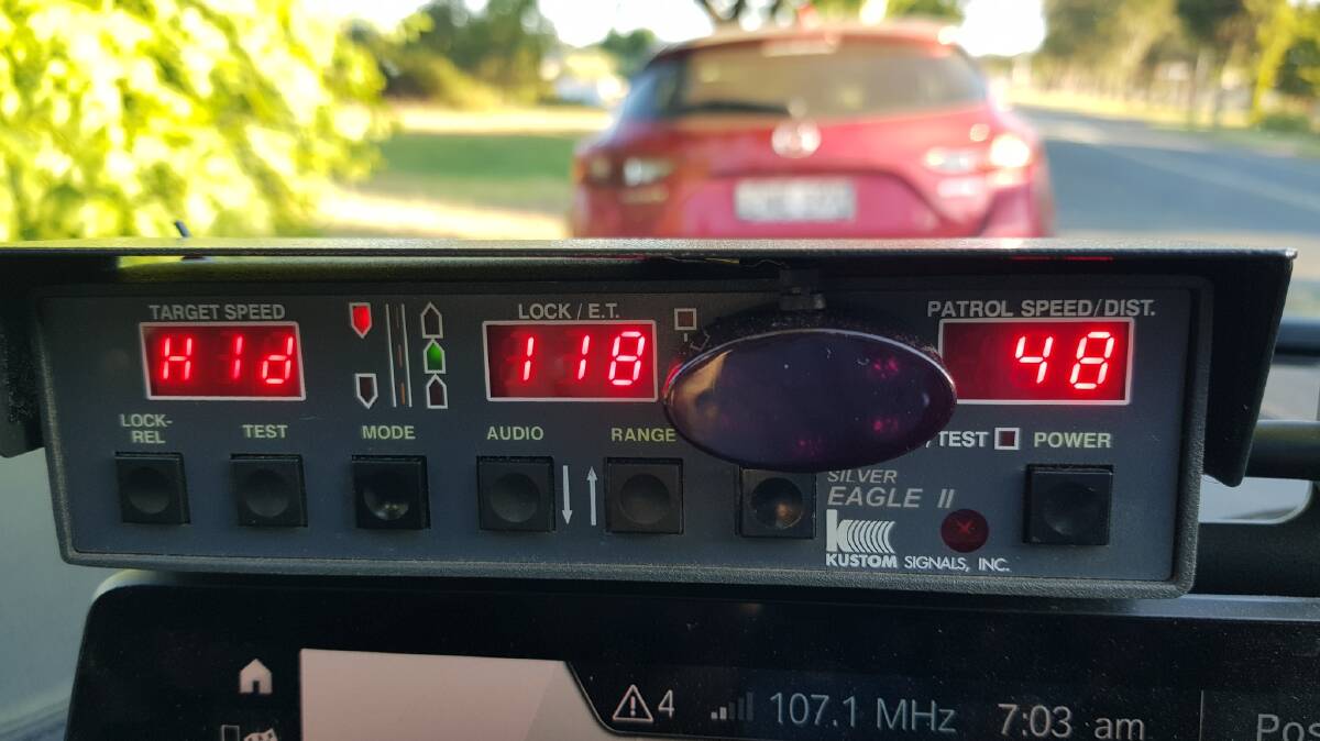 Riverina Highway Patrol intercepts a driver travelling at more than double the speed limit on a Wagga residential street. Picture: Facebook/Traffic and Highway Patrol Command - NSW Police Force