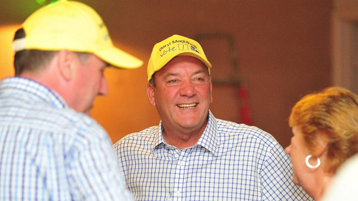 LONG-STANDING: Daryl Maguire celebrates being re-elected as Member for Wagga in 2015, just a year before getting caught up in an ICAC investigation.
