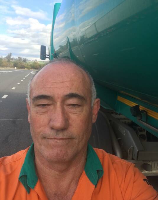 Wagga bulk liquids transport driver Barry McMahon takes a selfie at a rest stop during his last ride for Toll Group before the company closes part of its depot this week. Picture: contributed.