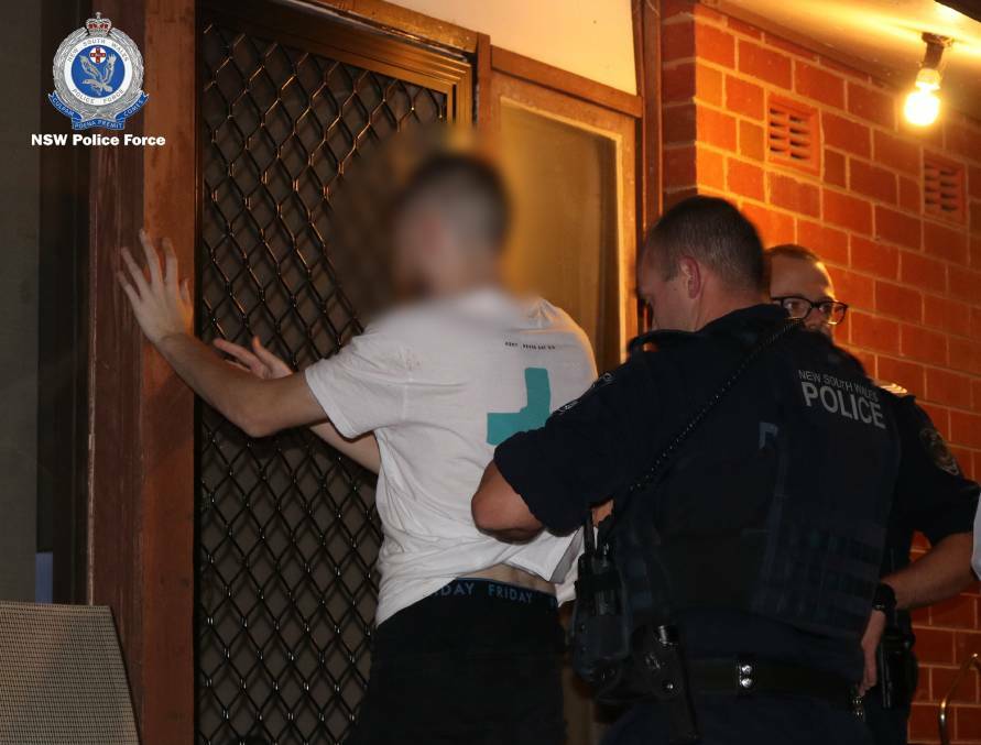 Riverina Police District officers from Strike Force Crestreef arrest Trent MacDonald at his Ashmont home in April as part of an investigation into drug dealing in Wagga's licensed venues. MacDonald later pleaded guilty to supplying cocaine. Picture: NSW Police.