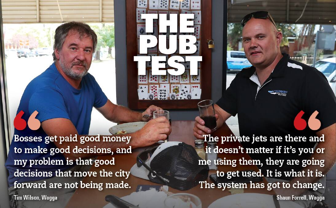 VERDICT: Wagga's Tim Wilson and Shaun Forrell were more inclined to blame the system for Riverina MP Michael McCormack being able to spend $1.2 million of taxpayers' money on chartered flights in the space of six months.