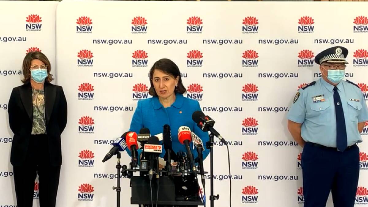 NSW Premier Gladys Berejiklian gives an update on COVID-19 infections, tests and vaccination rates on Tuesday morning. Picture: Facebook/Gladys Berejiklian