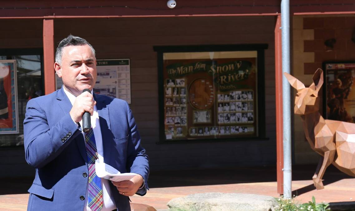 GREEN LIGHT: NSW Deputy Premier John Barilaro visits Tumut to announce planning approval for the Snowy 2.0 hydroelectricity project, as well as bushfire recovery assistance. Picture: Contributed