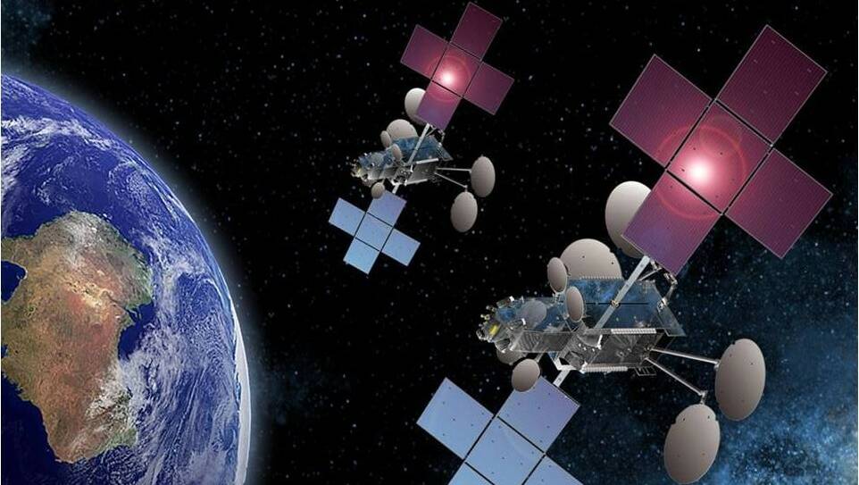 An artist's impression of the two satellites that provide the National Broadband Network 'Skymuster' internet service. Picture: nbn 