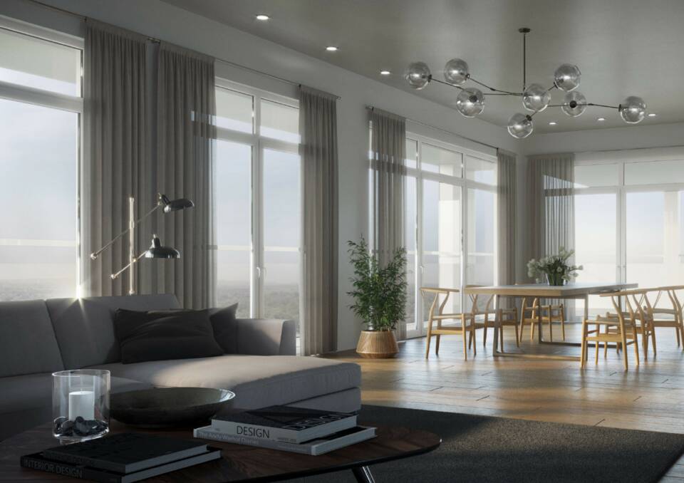 An artist's impression of what the penthouse apartments at the Riverside tower development might look like