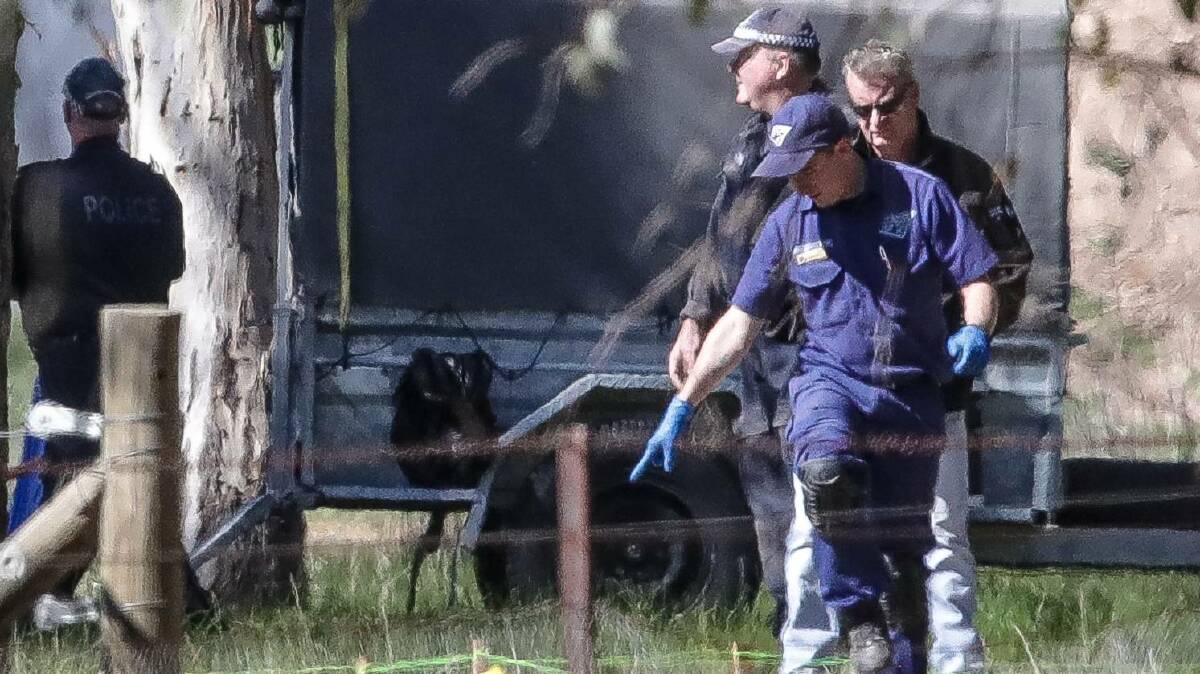 Police during a search for William Chaplin's remains at Gerogery in 2019.