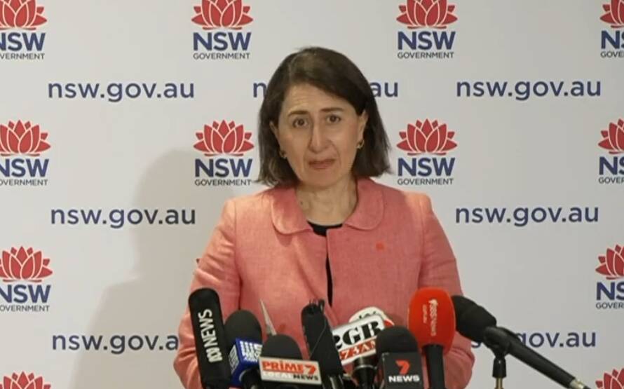 NSW Premier Gladys Berejiklian give a COVID-19 update on Monday. Picture: Facebook/Gladys Berejiklian.