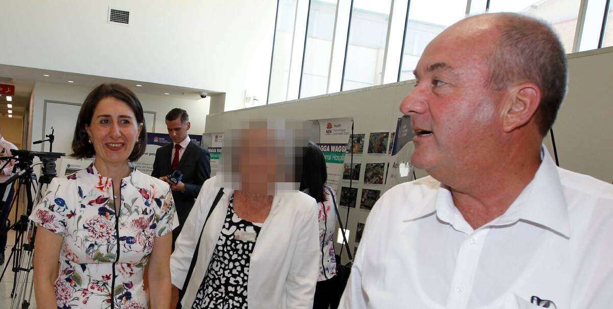 Then Wagga MP Daryl Maguire and then NSW Premier Gladys Berejiklian tour Wagga Base Hospital in 2017. Mr Maguire told ICAC on Thursday that they loved each other and talked about marriage and having a child during their secret relationship from 2015 to 2020.