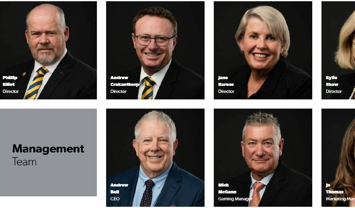 REMOVED: Wagga RSL's board and management team website as it appeared in March. Wagga RSL director Phillip Elliott (top left), a business partner with former Wagga MP Daryl Maguire, has since been removed. Picture: Wagga RSL