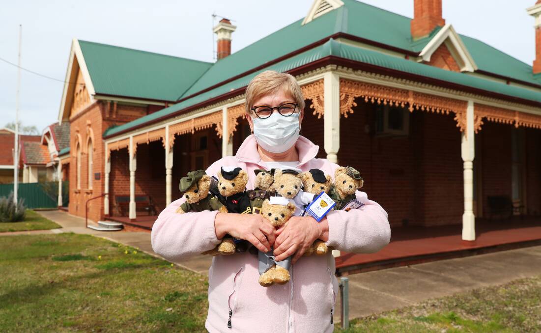 FUNDRAISER: Legacy Club of Wagga Jenny Lovekin with a collection of Legacy teddy bears that are available online. Picture Emma Hillier