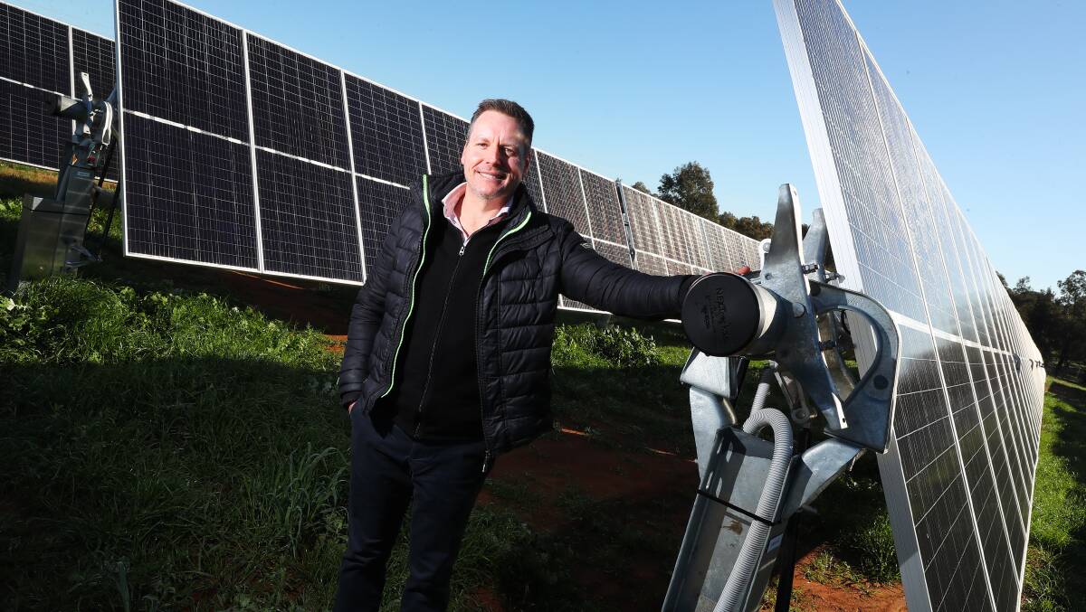 Spark Infrastructure head of renewables Anthony Marriner at Bomen Solar Farm. Picture: Emma Hillier.