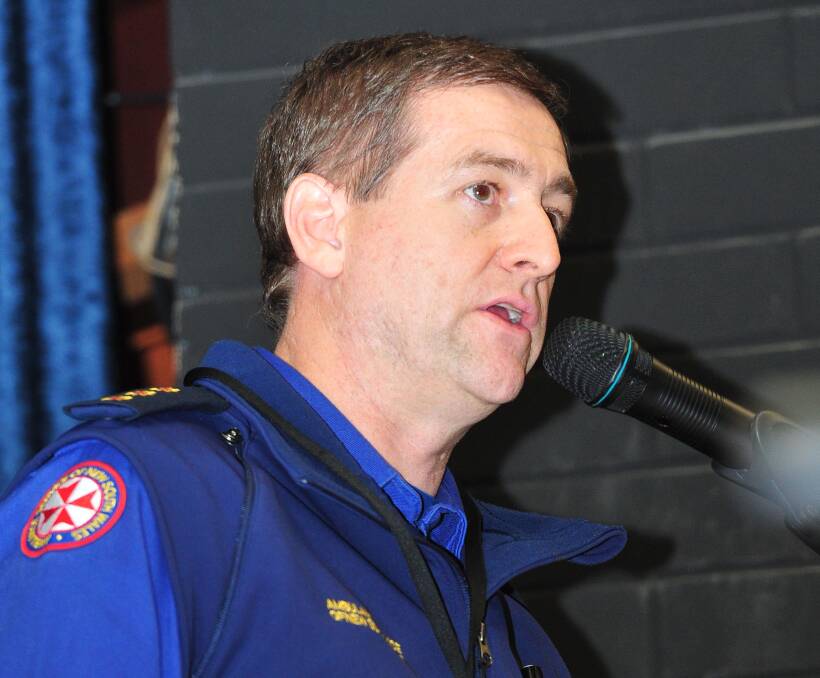 NSW Ambulance Service Inspector John Larter addresses Wagga High School in 2015. Mr Larter intends to nominate for the Liberal Party in the 2018 Wagga byelection.
