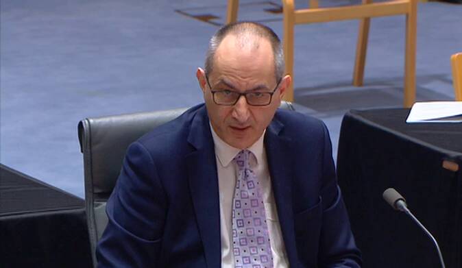 Home Affairs department secretary Michael Pezzullo answers questions at Senate Estimates on Monday about whether the immigration agency was investigating former Wagga MP Daryl Maguire's visa scam. Picture: Parliament of Australia