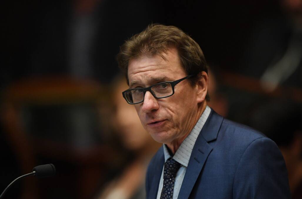 Wagga MP Joe McGirr in NSW Parliament. The State MP has joined in a push to speed up a measure to improve water levels in Lake Albert. Picture: AAP/Dean Lewins