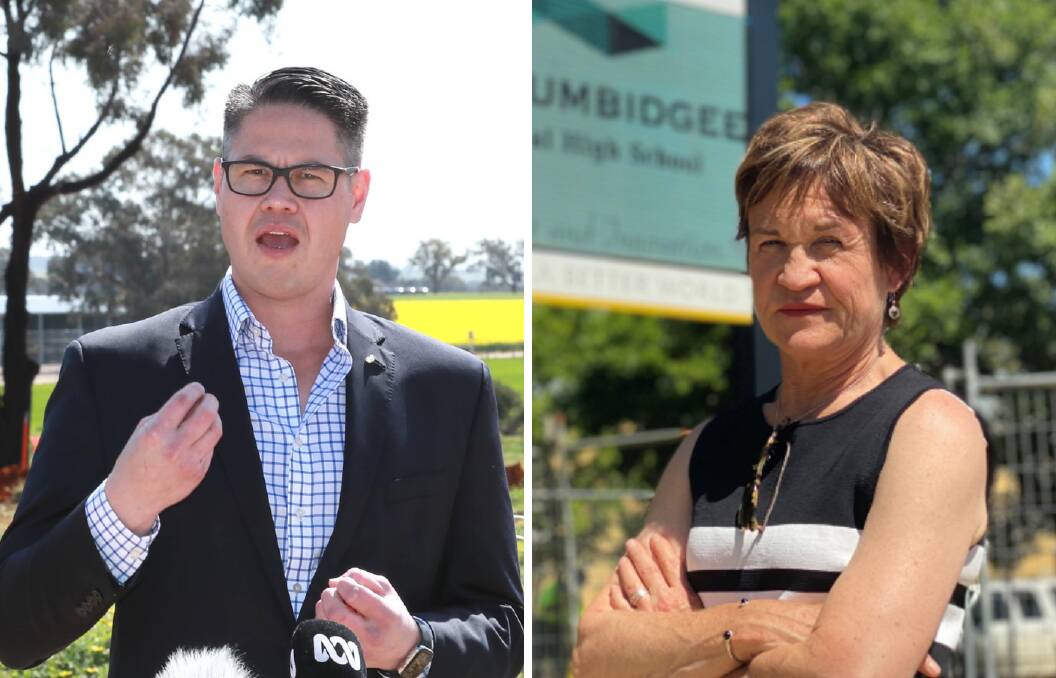 WATER FIGHT: Wagga-based Nationals MLC Wes Fang (left) has accused Shooters, Fishers and Farmers Murray MP Helen Dalton (right) of trying to derail a deal with the NSW government to improve water levels in Lake Albert. 