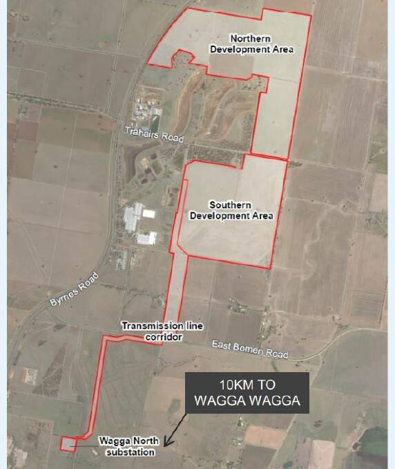 The boundaries for the new Bomen Solar Farm outside Wagga.