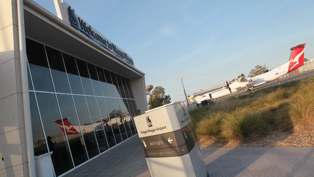 Wagga airport, which receives incoming flights from Victoria directly and via Albury and Sydney. The NSW government will ban all flights from Victoria to regional NSW under a plant to have all air travel funnelled to Sydney for mandatory quarantine. 