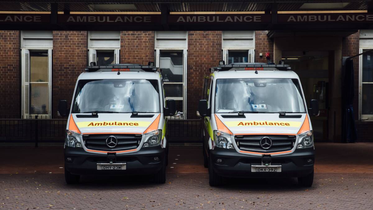 Ambulance parked in the holding bay at Royal Prince Alfred Hospital in Sydney.

