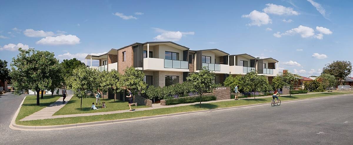 An artists impression of a proposed public housing development on Wagga's South Parade. Picture: Department of Planning, Industry and Environment