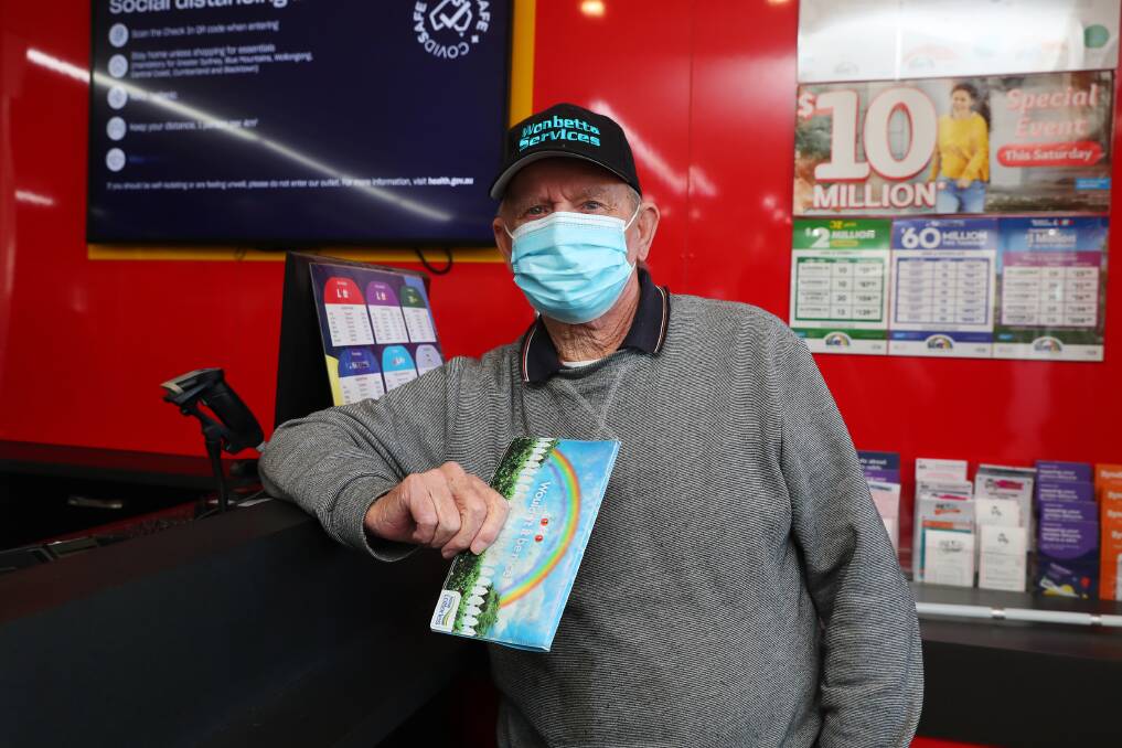 PLAYING TO WIN: Wagga resident Ray Blandford says he believes the city is luckier than average when it comes to lottery wins as he purchases a Powerball ticket at Hunters Newsagency on Monday. Picture: Emma Hillier.