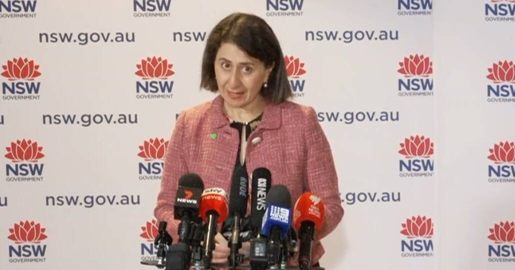 NSW Premier Gladys Berejiklian gives a COVID-19 update on Sunday. Picture: NSW Health/Facebook.