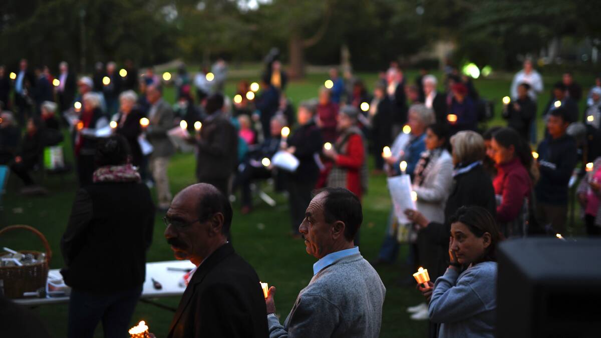 Wagga's candlelit vigil in April following terrorist attacks in Sri Lanka against Christian churches.