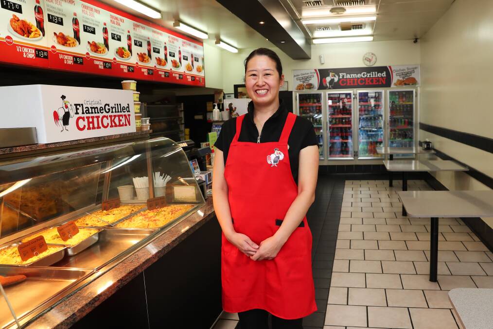 CUSTOMER LIMIT: Flame Grilled Chicken manager Noel Lam will keep the number of people inside her Baylis Street shop to a minimum during the coronavirus shutdown. Picture: Emma Hillier. 