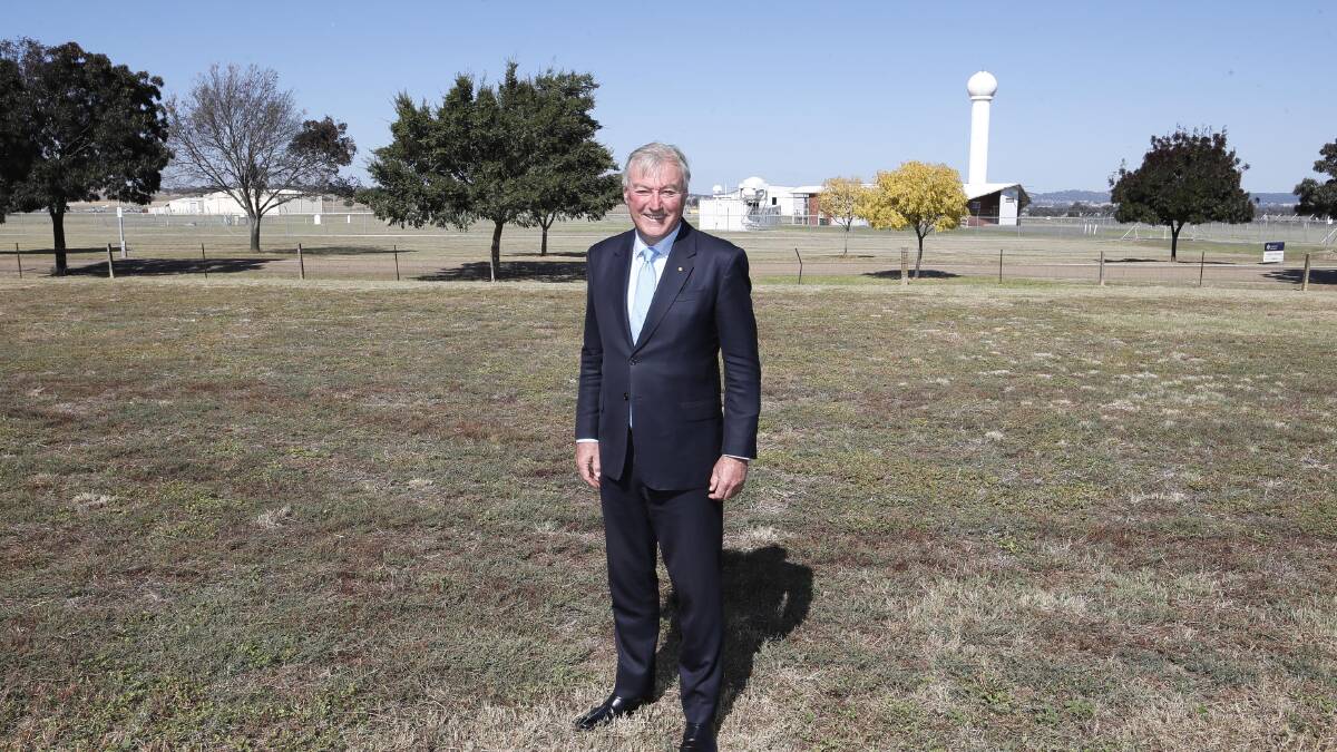 LOCATION, LOCATION: Regional Express deputy chairman John Sharp at the proposed site of the airline's new warehouse at Wagga Airport. Picture: Les Smith