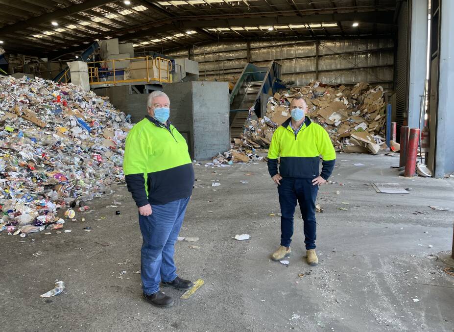INVESTMENT: Kurrajong Recycling manager Craig Salan and commercial enterprises general manager Michael Merrylees at the organisation's Wagga recycling plant that wil see upgrades with the help of federal and state government grants. Picture: Rex Martinich