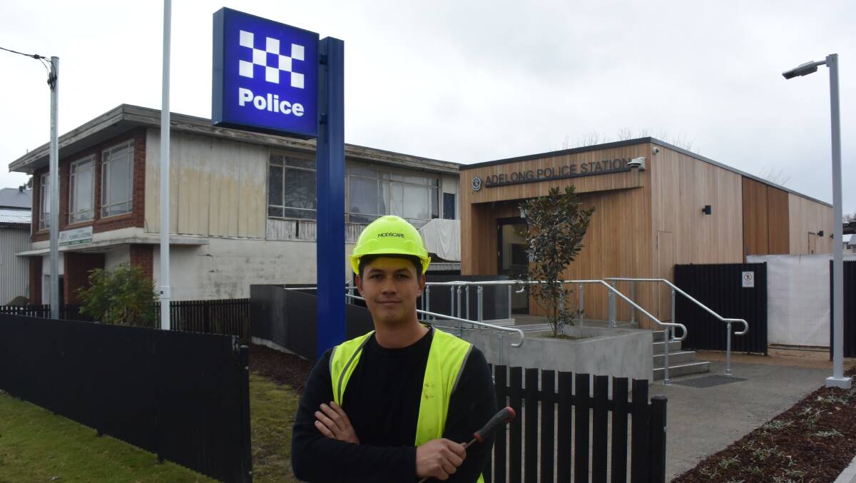 Modscape site foreman Matthew Chakley at Adelong's new police station, which saw its major building works complete last week. Picture: Rex Martinich