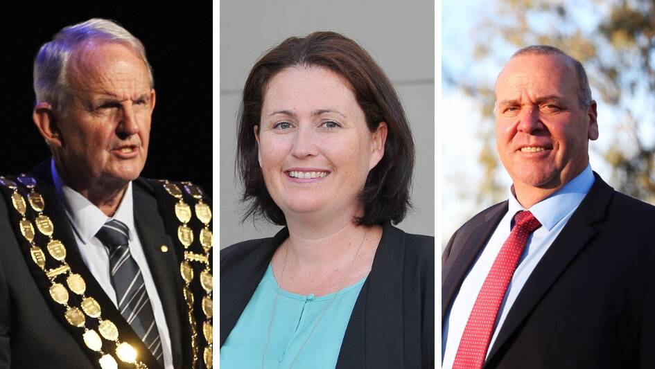 Possible candidates for Wagga's new mayor: incumbent Greg Conkey, Vanessa Keenan and Paul Funnell