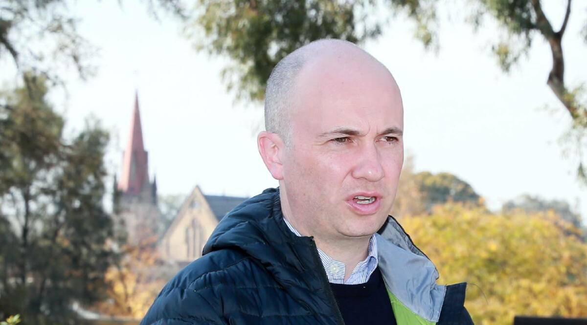 NSW Energy Minister Matt Kean during a visit to Wagga in April. Mr Kean on Friday said he expected a $2.1 billion power line project to provide genuine community consultation to landowners south-west of Wagga. 