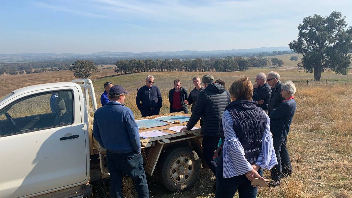 Wagga MP Joe McGirr and NSW Energy Minister Matt Kean meet with Kyeamba Valley landowners in April about the planned Humelink power line project between Snowy Hydro 2.0 and Wagga. Picture: Contributed