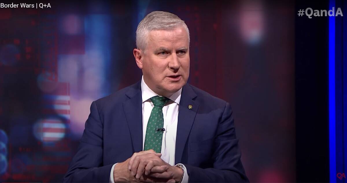 Riverina MP Michael McCormack appears on Monday's night's Q+A program for a discussion on the federal government's international border closures during the pandemic. Picture: Contributed.