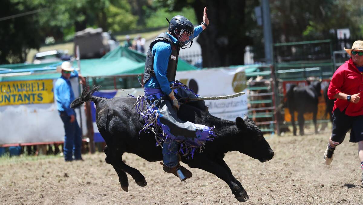 Dan Strike takes part in the Tumbarumba Rodeo in January 2019. The 2020 event was cancelled due to bushfires.
