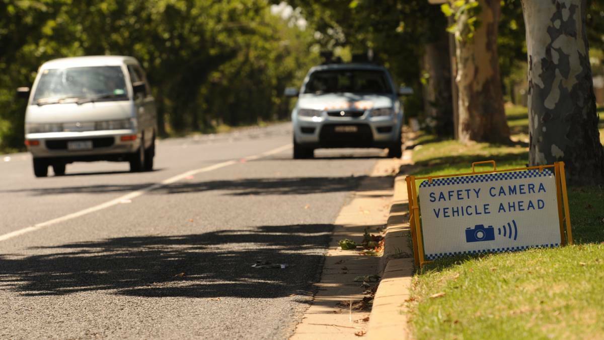 A mobile speed camera warning sign in Wagga, which has been phased out by the NSW government. The led to a surge in fines across the city but not in July 2021 which recorded zero fines.