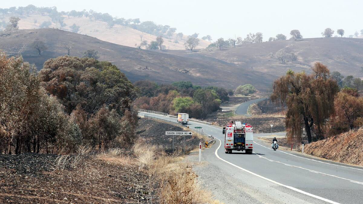 Dunns Road bushfire damage along the Snowy Mountains highway, between the Hume Highway turn-off and Adelong in February 2020.