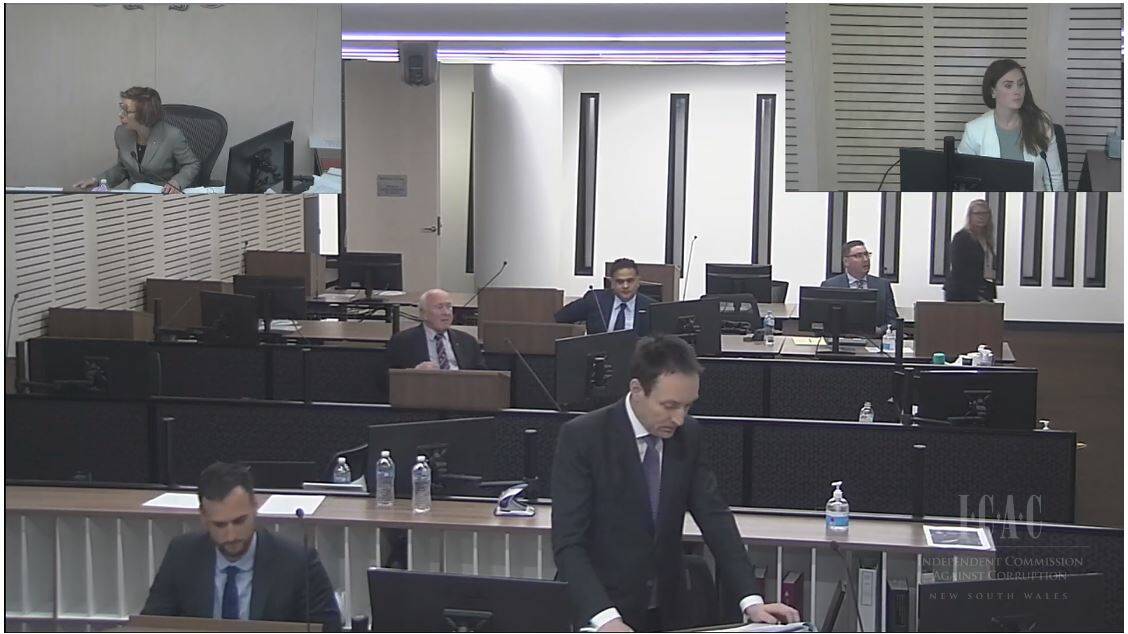 Sarah Vasey (top right0 who was once a media officer to Former Wagga MP Daryl Maguire, tells ICAC that she was "Afraid" after being asked to hang on to a USB memory stick with parliamentary documents. Picture: ICAC 