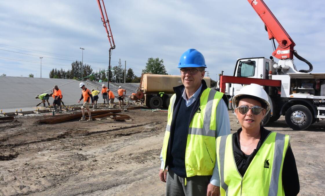 WORKS: Wagga City Council senior project manager Darryl Woods and director of commercial operations Caroline Angel at the levee site near Kooringal Road