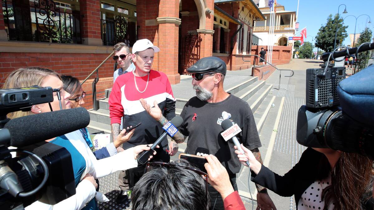 Ian (centre) and Shannon Boyd, father and brother of Allecha, address the media after the sentence was given. Picture: Les Smith