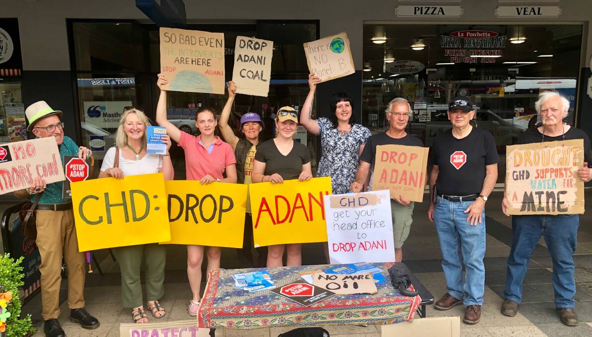 RALLY: Stop Adani Wagga outside the GHD office on Baylis Street, Wagga. Picture: Toby Vue