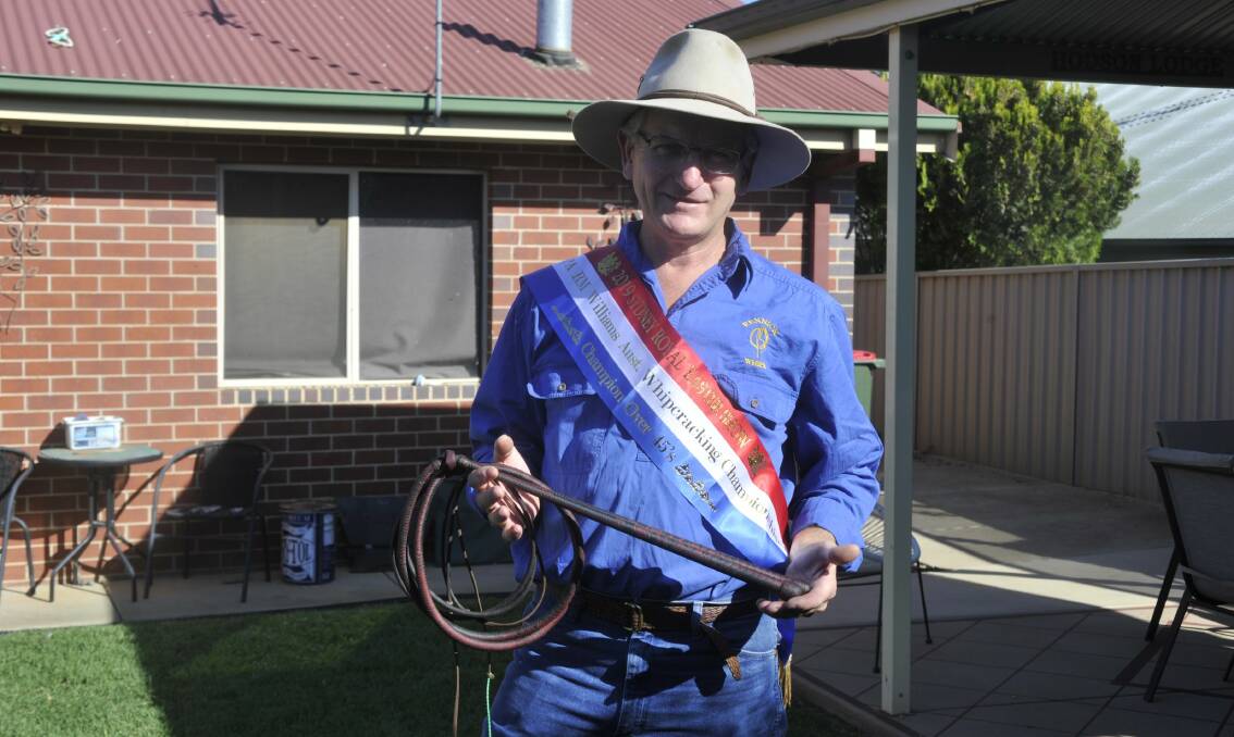 NATION'S BEST: Wagga man Anthony Rennick is the 2019 Australian over 45s' whipcracking champion. Picture: Toby Vue