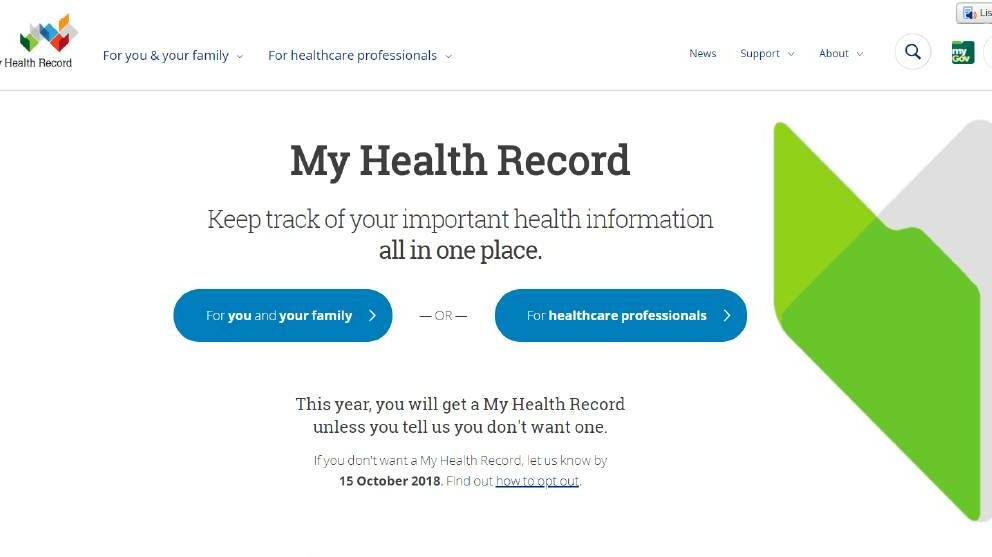 The My Health Record website.