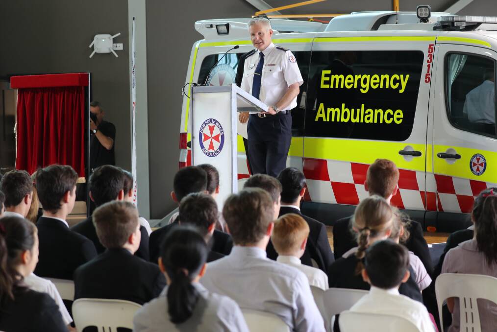 Ambulance Commissioner Dominic Morgan at the official opening of the new Wagga station in 2017.