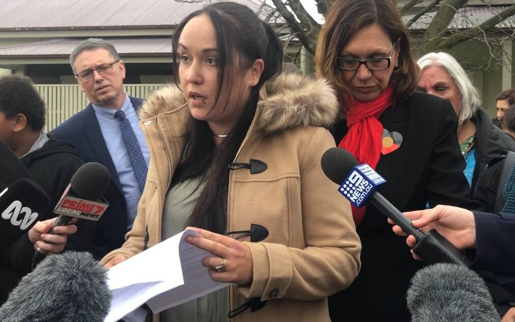 SPEAKING OUT: Naomi Williams' friend Talea Bulger speaks to the media outside Tumut Courthouse after the findings were handed down on Monday.