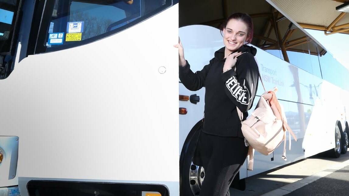 ON BOARD: Janella Evans was one of the few passengers who travelled on the bus service from Wagga to Albury when the trial began in July. Picture: Kylie Esler